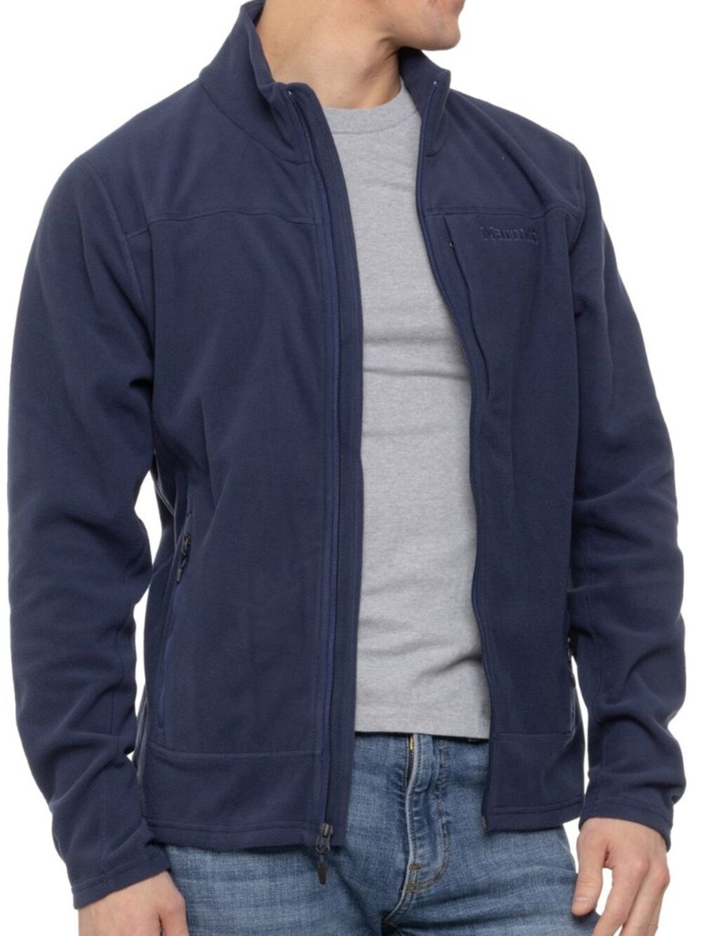 Marmot Mens Microfleece Polartec Jacket Warm Lightweight Soft Navy Blue XL